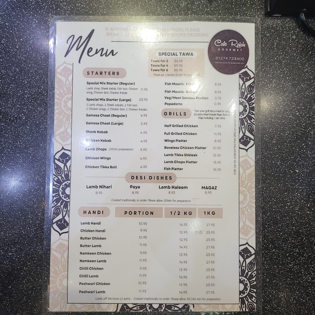 Cafe Raja's Menu - Image 2